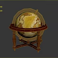 Vintage Decorative Globe With Wooden Stand And Detailed Earth Sphere
