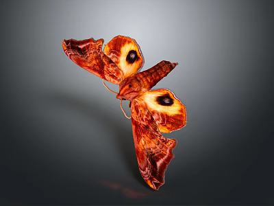 Decorative Butterfly Ornament With Orange Brown Wings And Eye Spots Detail Design 3d model