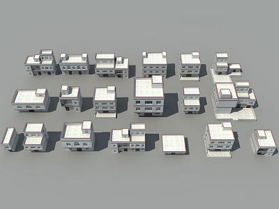 White House Models With Various Architectural Designs Arranged On Grey Background 3d model