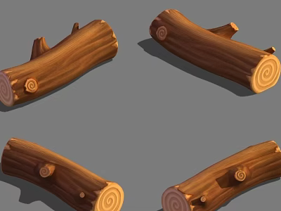 Natural Stone And Wood Decorative Logs With Textured Surface And Knotty Details 3d model