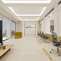 China Minsheng Bank ADC Lobby Interior With Counter Chairs White Floor And Ceiling Lights