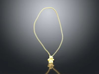 Gold Chain Necklace With Cute Teddy Bear Pendant For Fashion Accessory 3d model