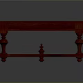 Dark Red Solid Wood Table With Classic Carved Legs And Elegant Design 3d model