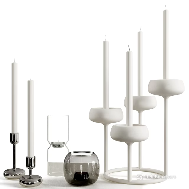 Modern Decorative Candle Holders With Unique Designs And Glass Containers 3d model 