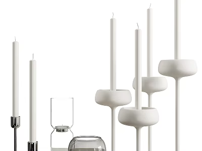 Modern Decorative Candle Holders With Unique Designs And Glass Containers 3d model