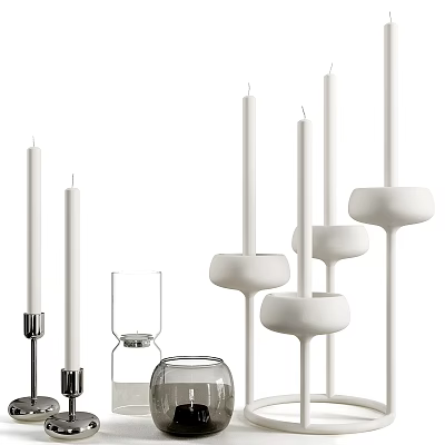 Modern Decorative Candle Holders With Unique Designs And Glass Containers 3d model