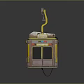 Yellow Tram Model With Cable On Top And Transparent Windows Body Design 3d model