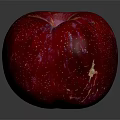 Fresh Red Apple With Shiny Surface And White Speckles On Dark Reflective Background