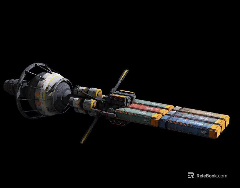 Mechanical Sci Fi Device With Colorful Modules Metallic Components And Multi Section Structure 3d model 