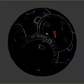 Modern Spherical Electronic Appliance With Blue Red Indicators Top Sensor And Grille Pattern 3d model