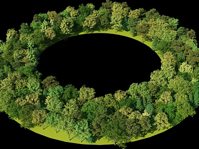 Diverse Circular Plant Combination with Lush Green Trees and Grass Surroundings 3d model