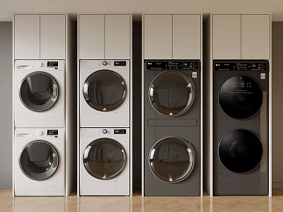 01 household appliances modern washing machine cabinet washing machine washing and drying machine 3d model
