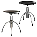 Modern Adjustable Bar Stools With Black Seat And Silver Metal Base