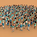 Children in Blue Uniforms Standing Together in a Large Group