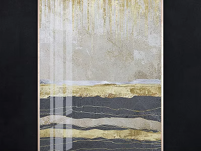 Elegant Framed Abstract Art With Gold Gray Lines And Glass Cover For Wall Decor 3d model