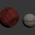 Decorative Red Leather Ball With Stitched Detail And Silver Metal Ball With Round Holes