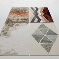 Various Square Rugs with Abstract Geometric Patterns Neutral Tones and Textured Designs 3d model