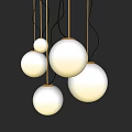 Modern White Spherical Pendant Lights with Multiple Sizes in Minimalist Design 3d model