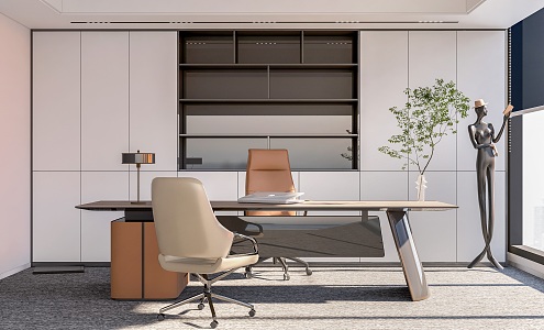 office desk and chair manager office 3d model