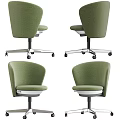 Green Upholstered Office Chair with Modern Design and Five Star Metal Base