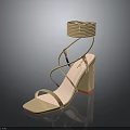 Stylish Gold Tone High Heels with Strappy Ankle Wrap Design for Elegant Evening Wear