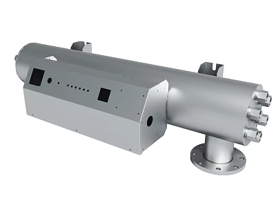 Silver Tubular Industrial Equipment With Multiple Ports And Control Panel 3d model
