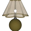 Olive Green Glass Round Base Table Lamp With Beige Pleated Shade And Metallic Trim