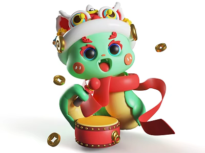 2025 Year of the Snake Image Spring Festival Mascot New Year Meichen Year of the Snake Meichen 3d model