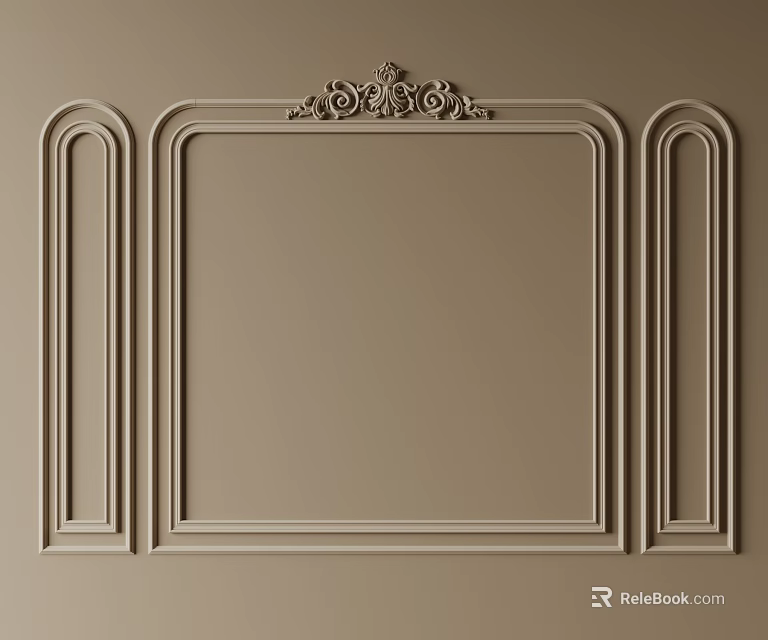 Elegant Gypsum Molding Wall Decoration with Ornate Carvings and Classic Panel Design 3d model 
