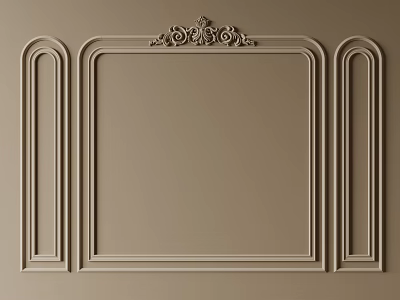 Elegant Gypsum Molding Wall Decoration with Ornate Carvings and Classic Panel Design 3d model