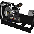 Industrial Generator Unit With Motor Cooling Fan Piping System And Control Panel On Black Base
