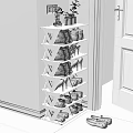 White Triangular Multi Layer Corner Shoe Rack For Various Shoes Storage 3d model