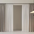 Elegant Gray And White Velvet Curtains Hanging On Black Rod In Interior Room