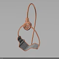 Abstract Red Sculpture With Wavy Design Loop Top And Central Decorative Element