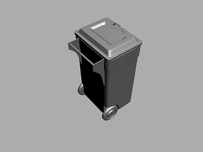 Public Facility Trash Bin With Lid And Wheels For Urban Environment Use 3d model