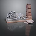 Detailed Carved Stone Lion Sculpture With Multi Layered Column And Square Base