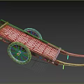 Old Wooden Wheelbarrow With Two Metal Spoked Wheels And Worn Plank Bed