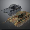 Military Vehicles Two Tanks With Blue Exterior And Camouflage Color Patterns