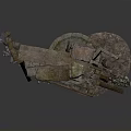 Ancient Wooden Grinding Tool With Rustic Stone Components And Worn Structure