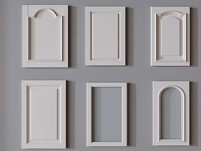 White Cabinet Door Panels with Various Designs and Styles for Home Furniture 3d model