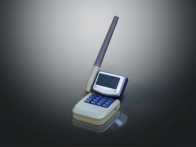 Professional Handheld Commercial Equipment with Long Antenna Small Display Screen and Keypad 3d model
