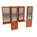 Wooden Swing Doors With Glass Panels Solid Frames And Metal Handles 3d model