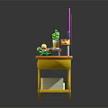 Rainbow Themed Yellow Toy Play Table with Toy Food Cup and Colorful Decorations