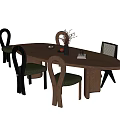 Middle style dining table and chair combination 3d model