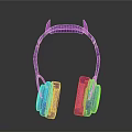 Over Ear Purple and Blue Headphones with Cat Ear Design Modern Electronic Device