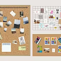 Different Wall Boards With Photos Notes And Cards For Home Organization