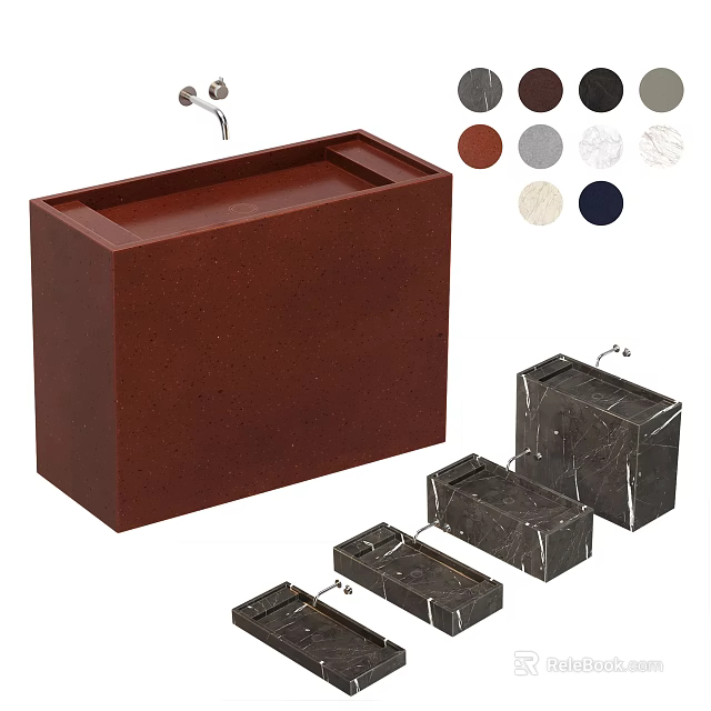 Modern Washbasin With Various Colors And Different Material Options 3d model
