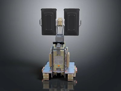 Projection Monitoring Device With Dual Black Panels And Metal Stand Structure 3d model