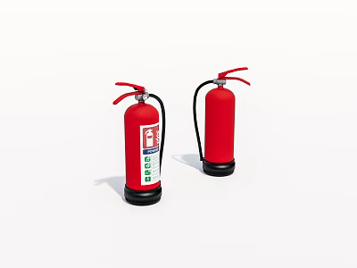 Two Red Fire Extinguishers With Red Handles And Black Bases As Essential Fire Safety Equipment 3d model