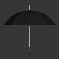 Two Standing Umbrellas White and Black on Gray Background with Reflections